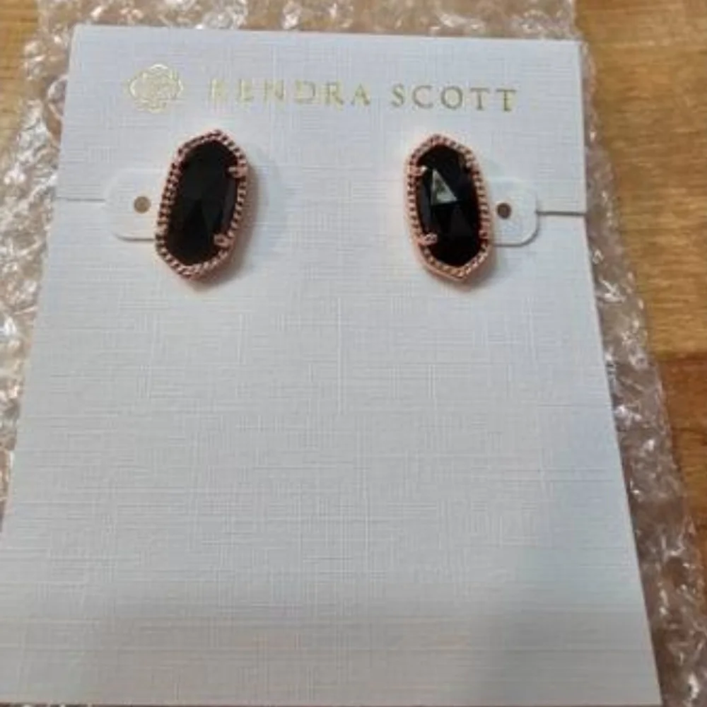 Kendra Scott Black and Rose Gold Stud Earrings (NWOT) - Picture 2 of 3